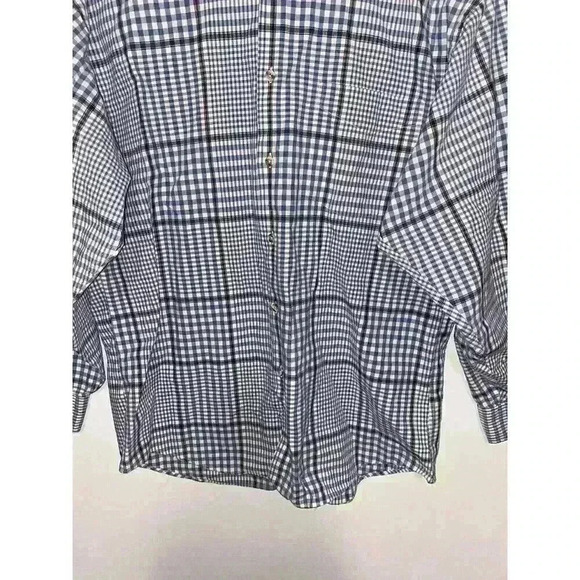 Christian Dior Plaid Dress Shirt Button Down Blue White Collared Shirt Size L - Picture 3 of 9